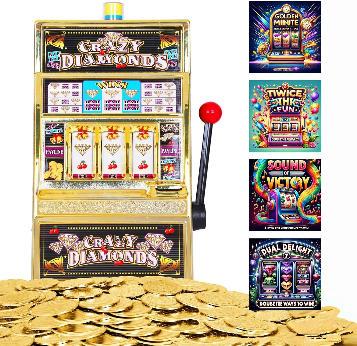 | Jumbo Slot Machine Plus 50 Metal Gaming Coin Tokens - for Adults and Awesome Casino Party Decoration