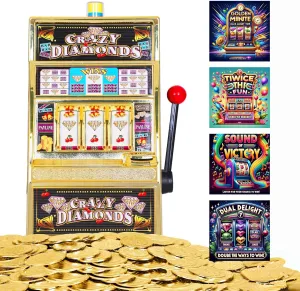 | Jumbo Slot Machine Plus 50 Metal Gaming Coin Tokens - for Adults and Awesome Casino Party Decoration