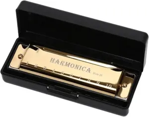 10 Hole C Tone Harmonica Musical Instrument Beginner(Gold)