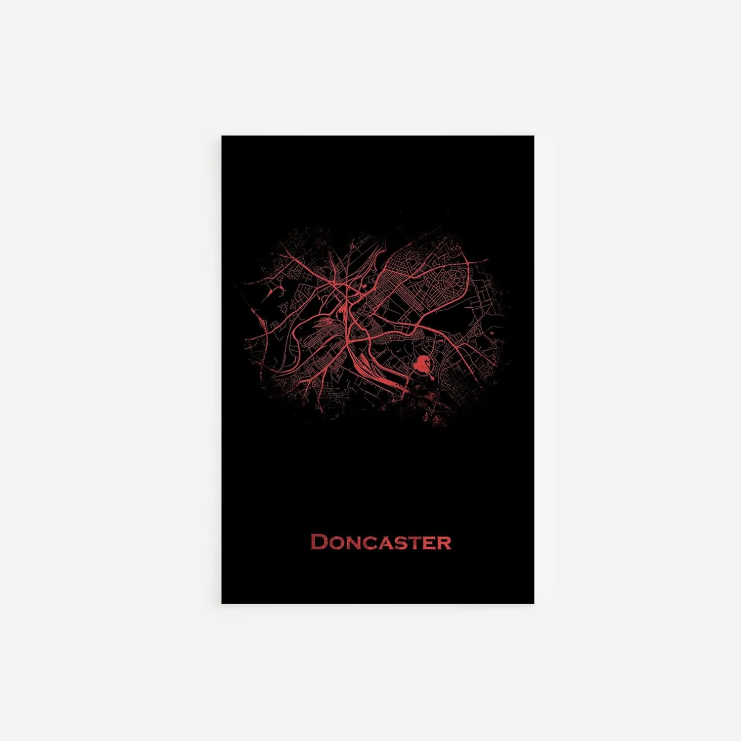 100% Smooth Cotton Paper - Doncaster, England, United Kingdom (UK) Original Map Design Red Splatter - Art Print Poster Photo Gift - Size: 24 x 16 Inches