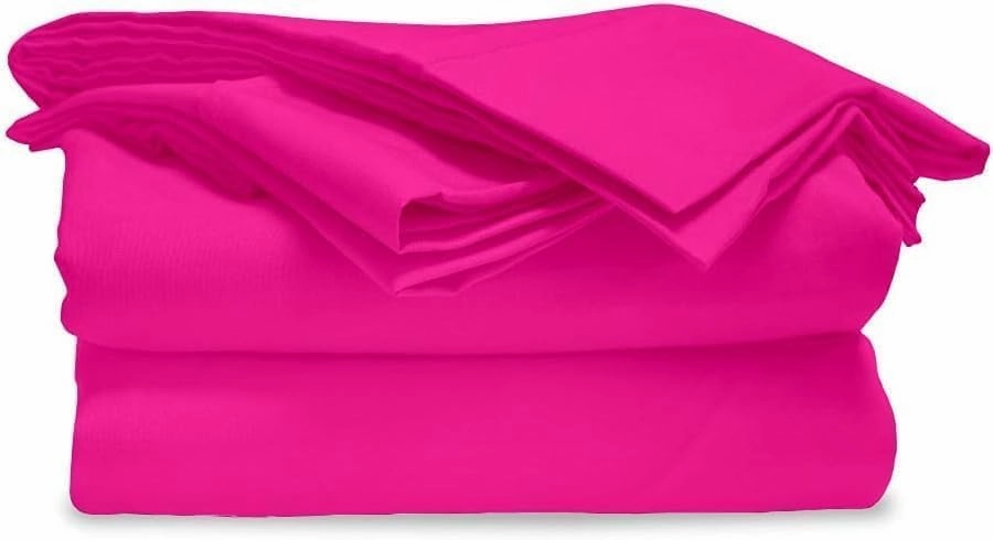 100% Cotton 4 Pcs Top Split Head Sheets for Adjustable Bed - Top Split Cal King Size Hot Pink Half Split Sleep Number Bed Sheets Split Down 34'' from The Top, 800 TC Fits Upto 12'' Deep Pocket