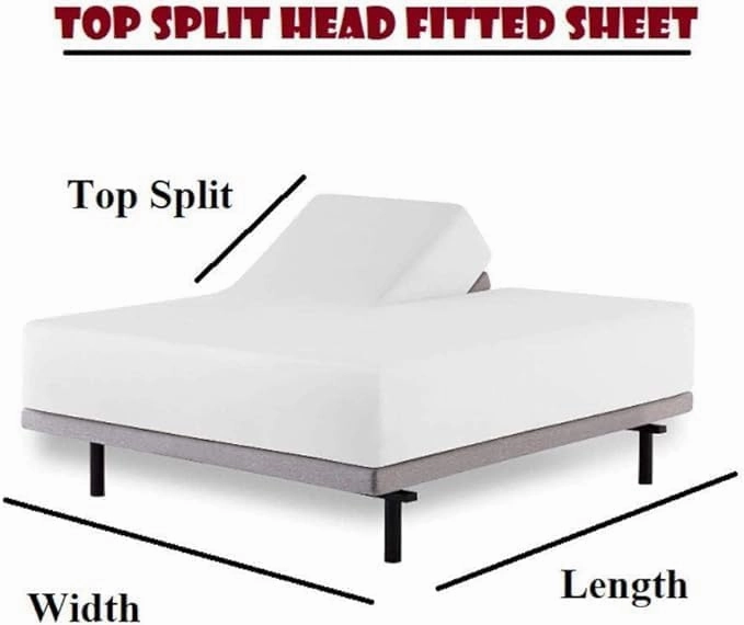 100% Cotton 4 Pcs Top Split Head Sheets for Adjustable Bed - Top Split Cal King Size Hot Pink Half Split Sleep Number Bed Sheets Split Down 34'' from The Top, 800 TC Fits Upto 12'' Deep Pocket