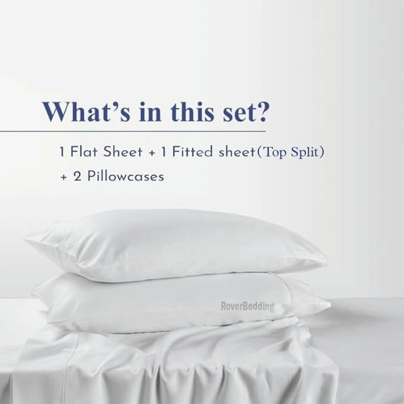 100% Cotton 4 Pcs Top Split Head Sheets for Adjustable Bed - Top Split Cal King Size Hot Pink Half Split Sleep Number Bed Sheets Split Down 34'' from The Top, 800 TC Fits Upto 12'' Deep Pocket