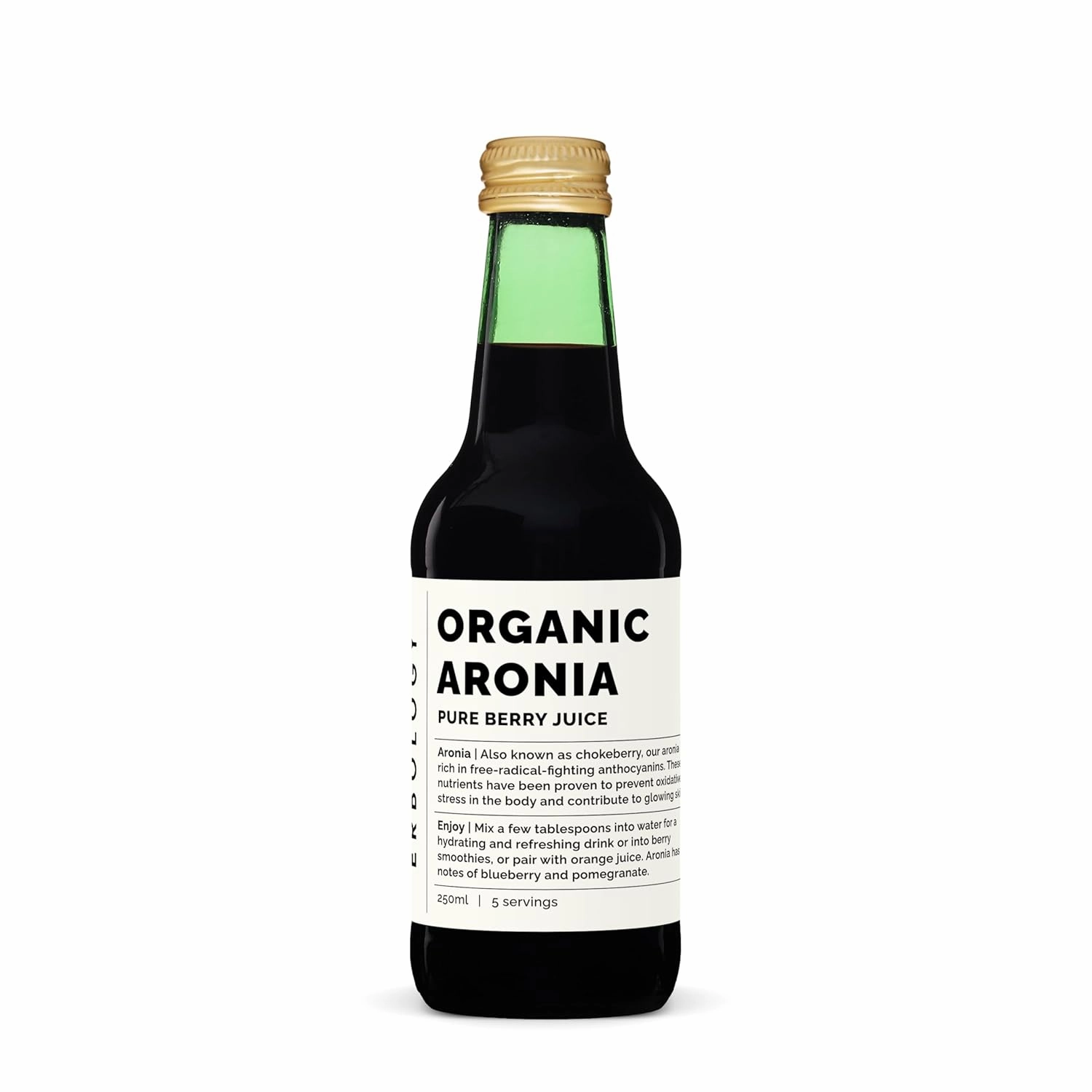 100% Organic Aronia Berry Juice 8.5 fl oz - Supports Skin Health - Rich in Antioxidants - Straight from Farm - Undiluted - No Added Sugar or Preservatives - Non-GMO - Recyclable Glass Bottle