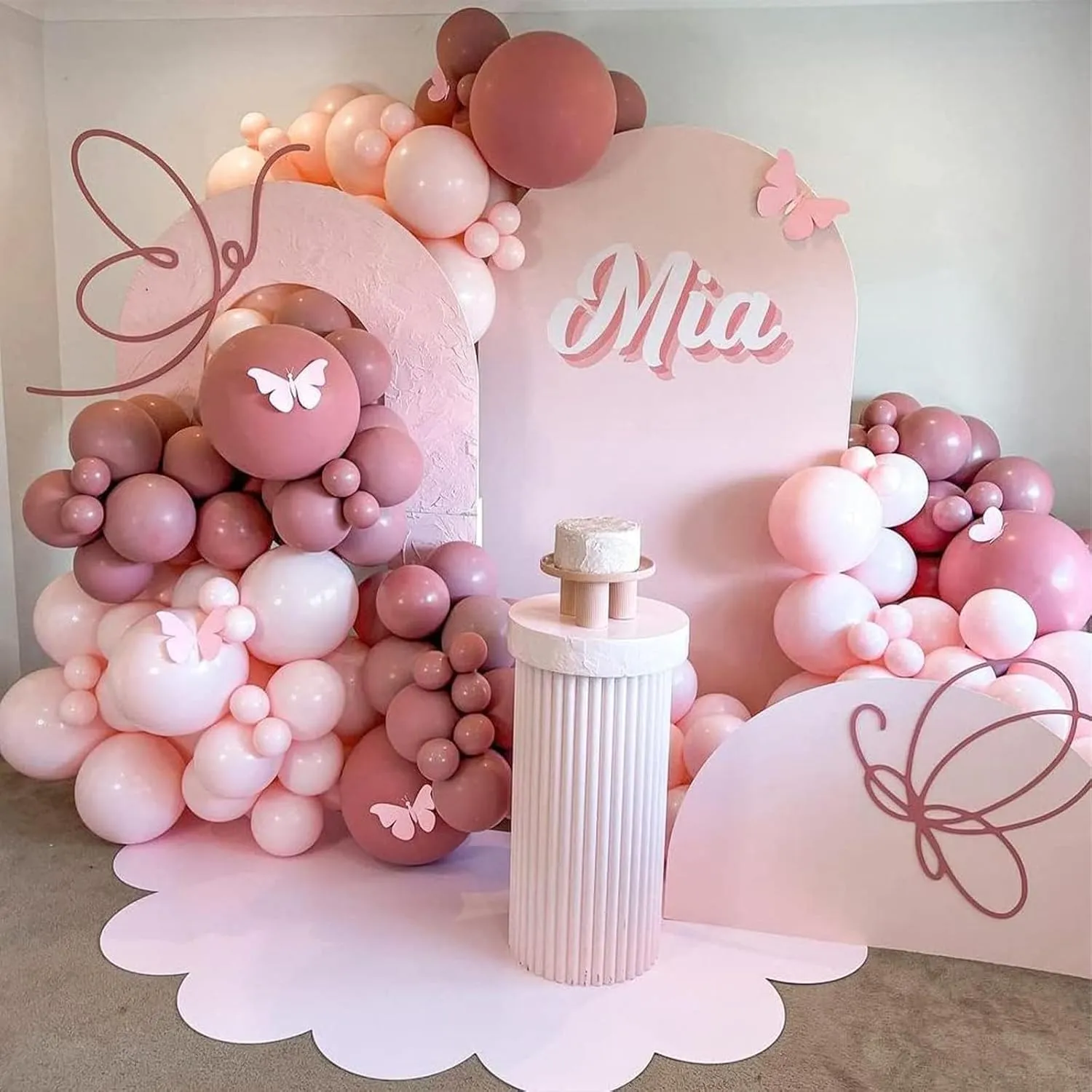 108Pcs Dusty Pink Double Stuffed Balloons Different Size, 18/12/10/5 inch Dusty Rose Matte Pink Balloons Garland Arch kit for Boho Birthday Wedding Baptism Bridal Baby Shower Party