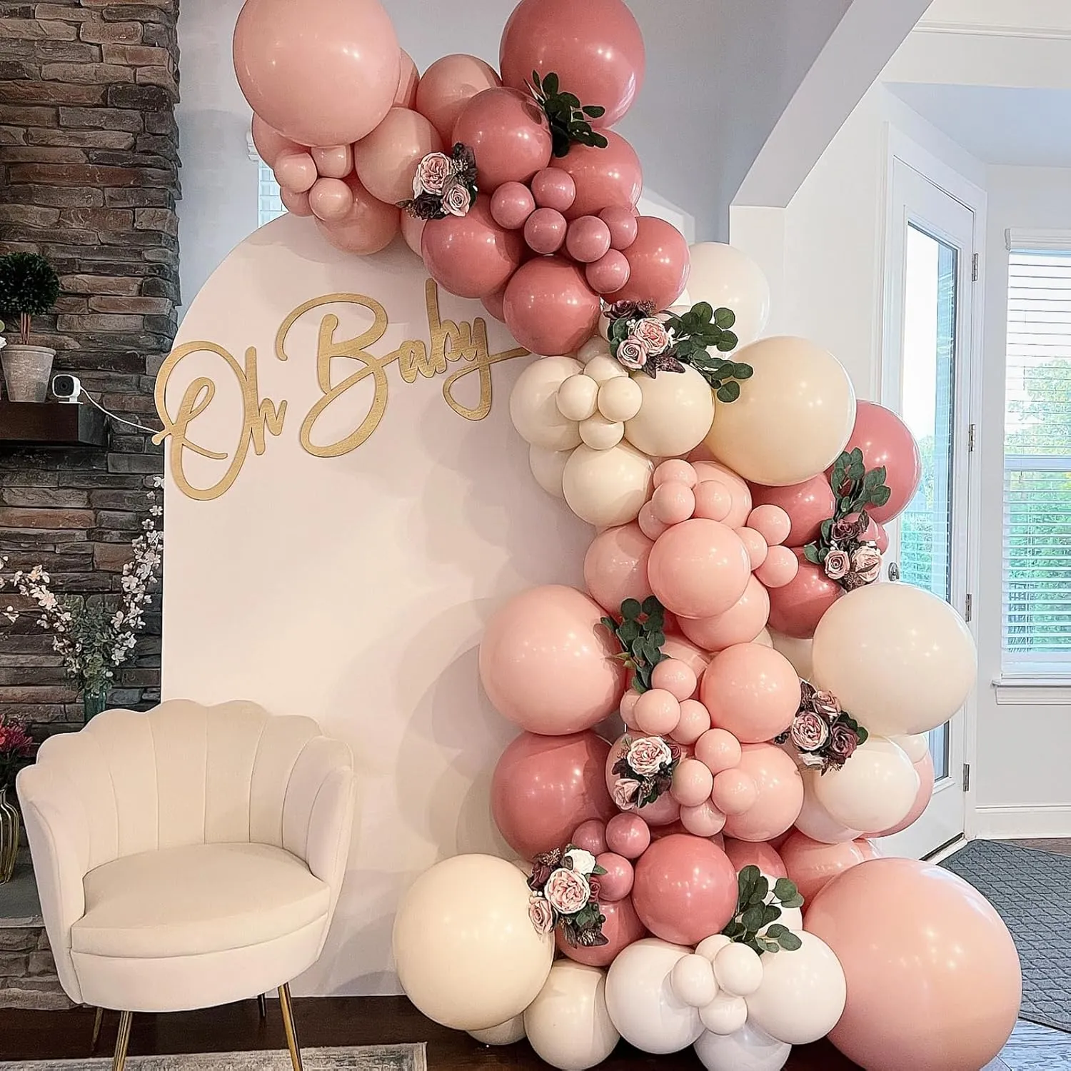 108Pcs Dusty Pink Double Stuffed Balloons Different Size, 18/12/10/5 inch Dusty Rose Matte Pink Balloons Garland Arch kit for Boho Birthday Wedding Baptism Bridal Baby Shower Party