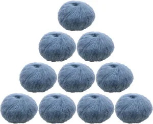 10pcs 250g 8.1oz Soild Color Angola Amorous Mohair Crochet Wool Yarn for DIY Handmade Knitted Crochet Baby Sweater Scarf Shawl Scarf Fine Thread Clothes Yarn Gray