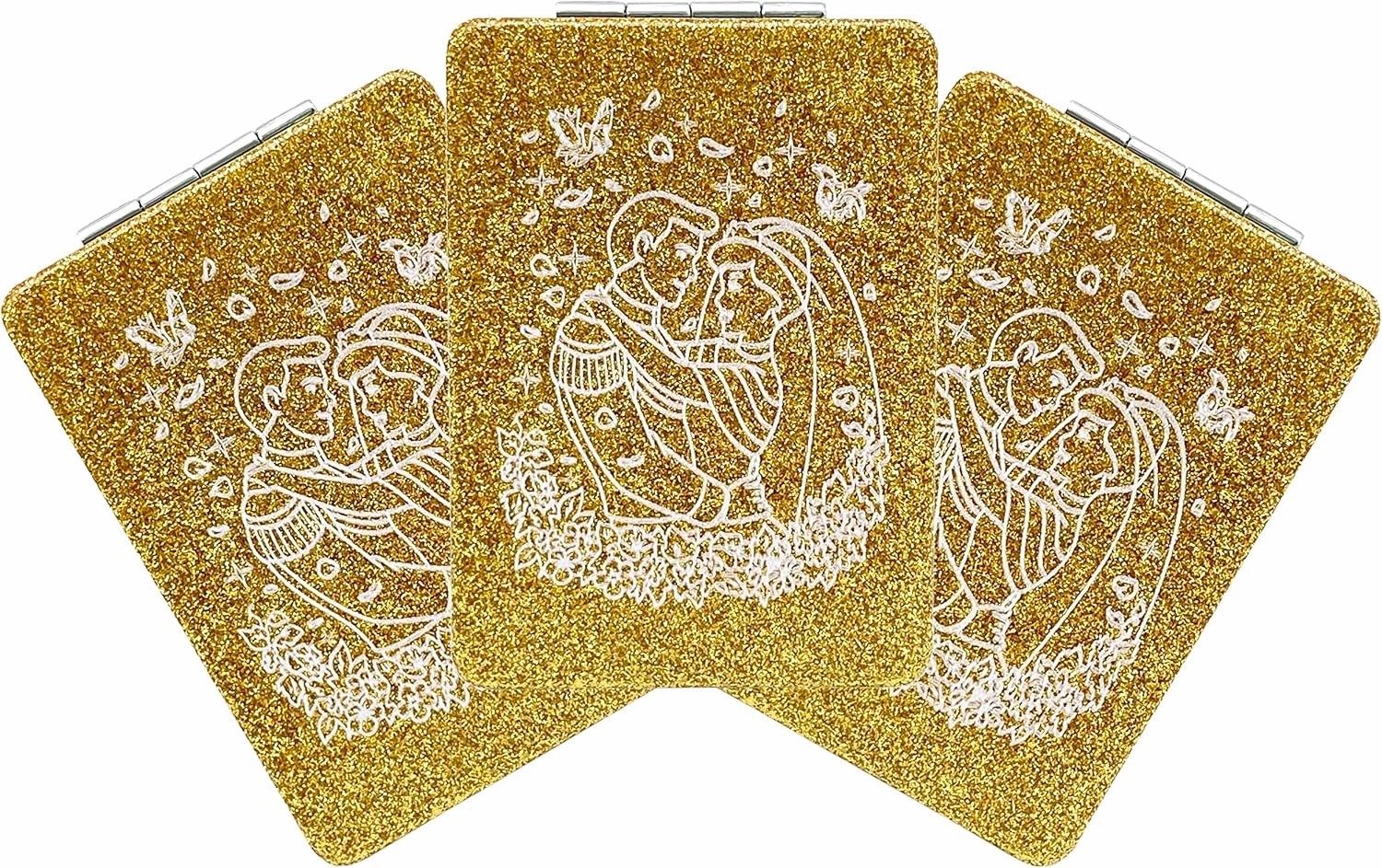 12 Pcs Bridal Wedding Shower Compact Mirror Square Glitter Pu Leather Makeup Mirror Recuerdos De Mis Años Birthday Party Favors