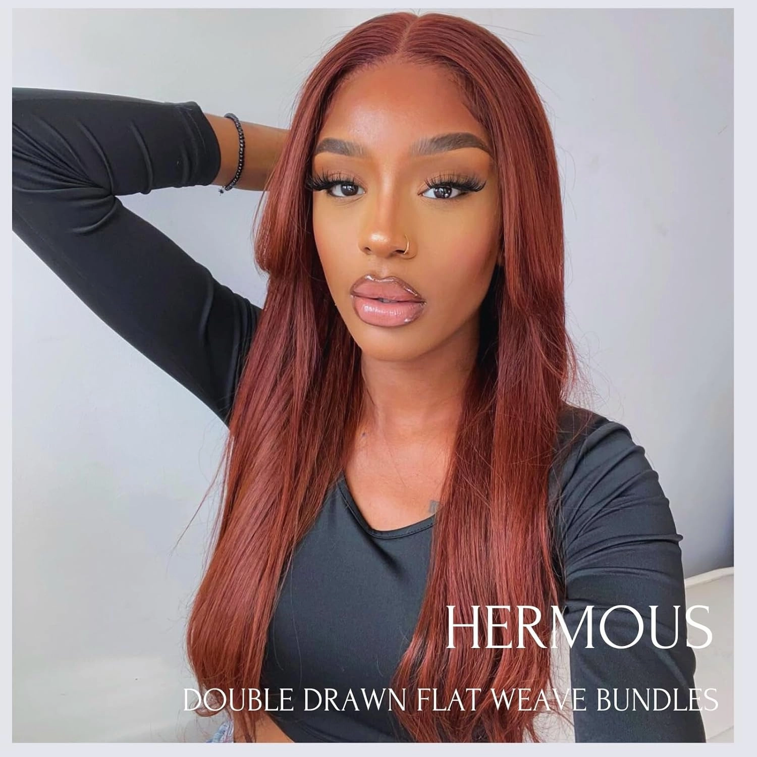 12A Reddish Brown Bundles With 4x4 Closure 12 14 16 12 Inch Double Drawn Red Auburn Brown Sew In With Closure Straight 100% Raw Human Hair Colored Copper Quiack Weave Hair Bundles With Closure