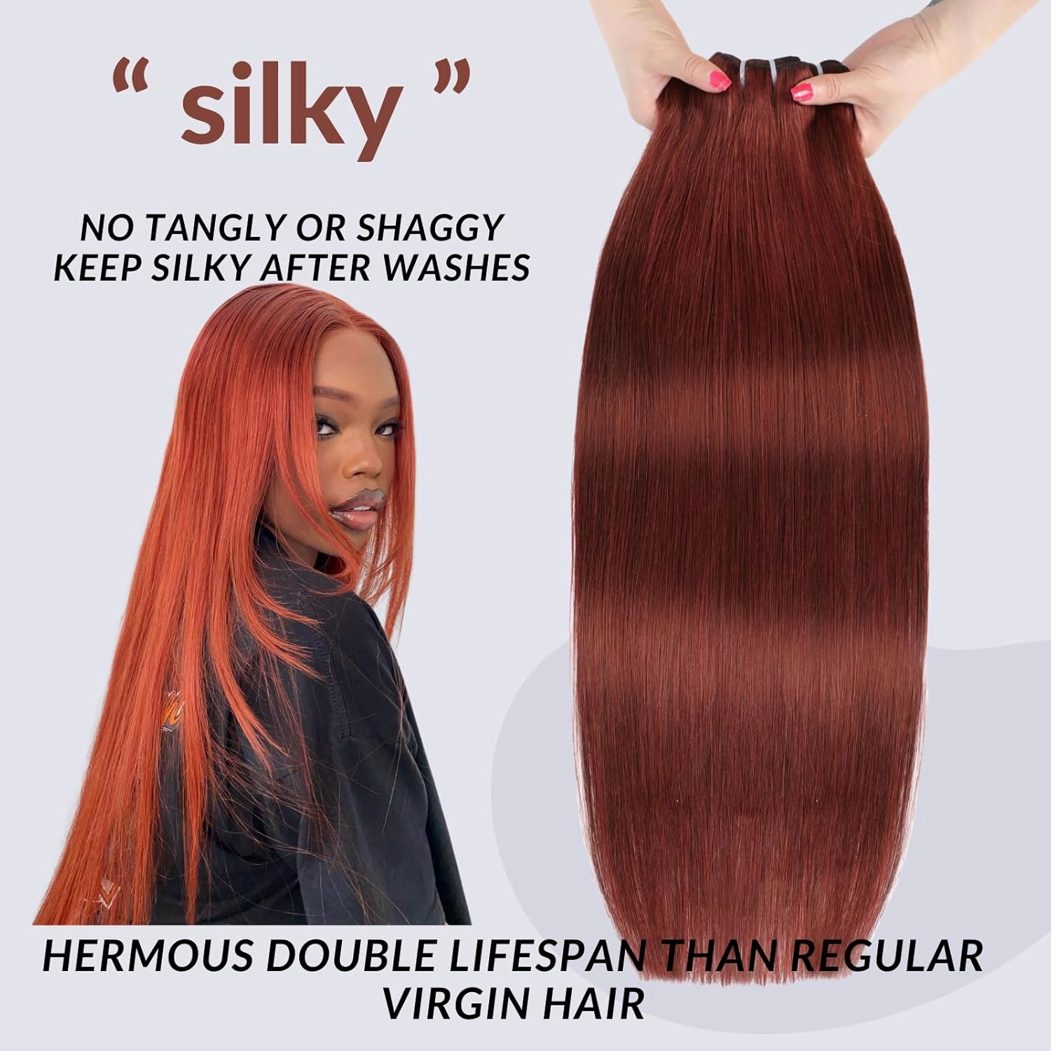 12A Reddish Brown Bundles With 4x4 Closure 12 14 16 12 Inch Double Drawn Red Auburn Brown Sew In With Closure Straight 100% Raw Human Hair Colored Copper Quiack Weave Hair Bundles With Closure