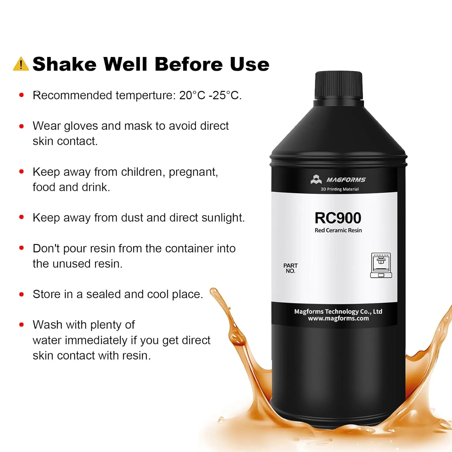 12K Pro Red Wax 3D Printer Resin - RC900, Designed for Highly Detailed Jewelry/ 3D Models, 12K   Performance & Non-Brittle, Print Best with 10K/12K LCD/DLP 3D Printers (RC900 12K Pro, 1kg)