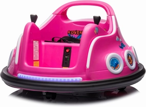 12V Freddo Bumper Car Ride-On for Kids with Remote Control, LED Lights, Music, and Durable Wheels (Pink)