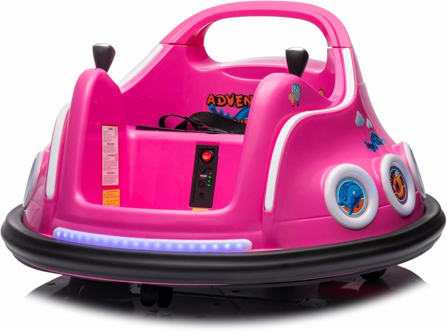 12V Freddo Bumper Car Ride-On for Kids with Remote Control, LED Lights, Music, and Durable Wheels (Pink)