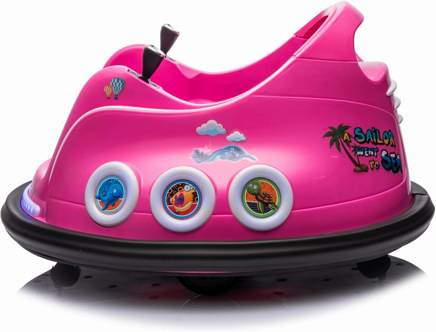 12V Freddo Bumper Car Ride-On for Kids with Remote Control, LED Lights, Music, and Durable Wheels (Pink)