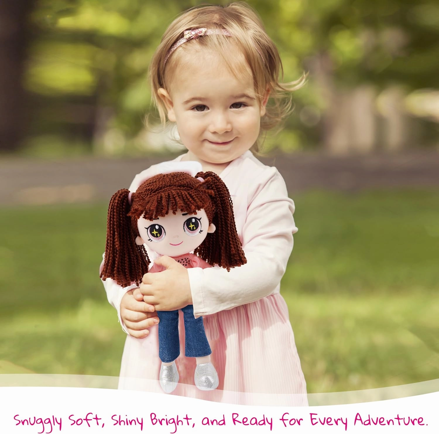 14" Glitter Friends Soft Fashion Girl Doll - Plush Gift for Girls Age 3  - Rosie Whiskers