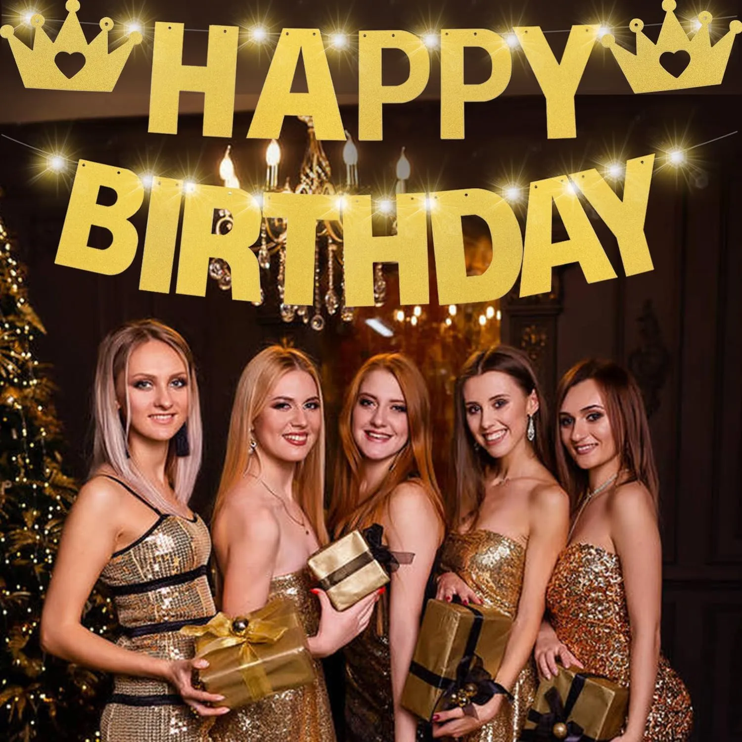 167Pcs DIY Glitter Customizable Banner Kit Custom Banner Happy Birthday Letter Banners Including Personalized Banner Decor for Christmas Baby Shower Birthday Party Decorations Supplies(Glitter Gold