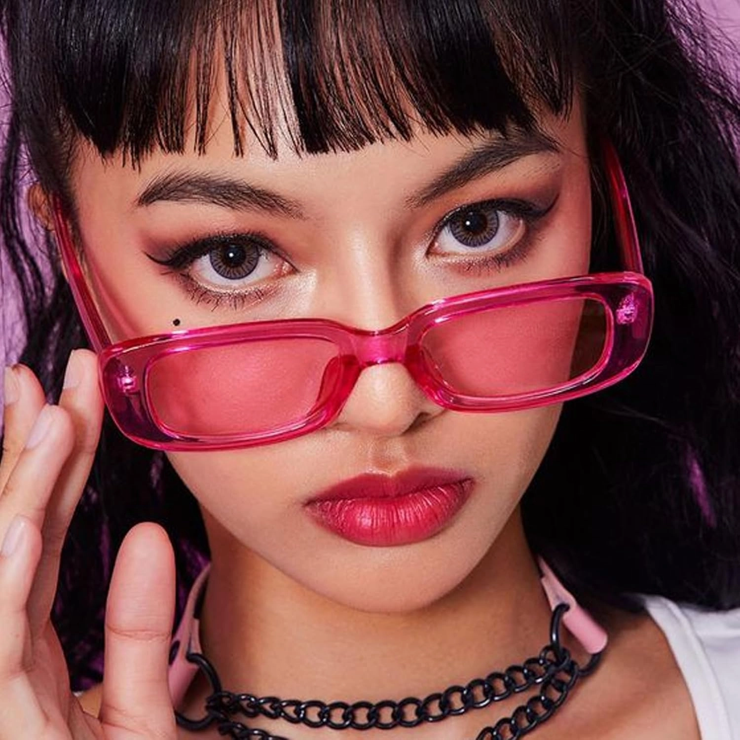 16 Pack Retro Rectangle Sunglasses Classic Women Vintage Square Eyewear Matte Clear Narrow Frame Fashion Glasses