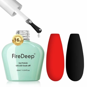 16ML Neon Red Gel Polish and Matte Top Coat and Base Coat Set, 3Pcs