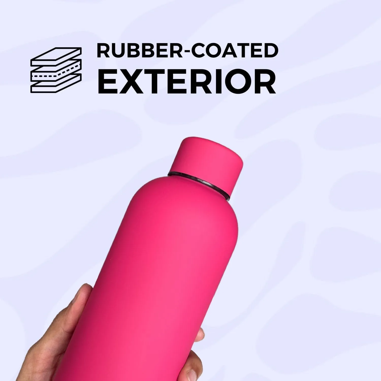 17oz Matte Finish Stainless Steel Water Bottle | Vacuum Insulated Travel Bottle | 12 hrs Hot & 18 hrs Cold | Smooth Rubber Finish Water Bottle (Pink)
