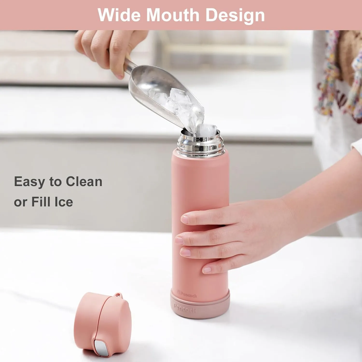 18oz Insulated Water Bottle with Straw for Sports/Driving/Lying, Flip-up Stainless Steel Leakproof BPA-Free Thermos with Straw for Back to School(Pink New)