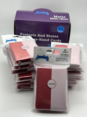 1 Box of 720 Counts -12packs Red Color Double Matte Japanese Small Card Sleeves 62mmx89mm Card Sleeves, Toploading fits for Japanese Trading Card Perfect Size