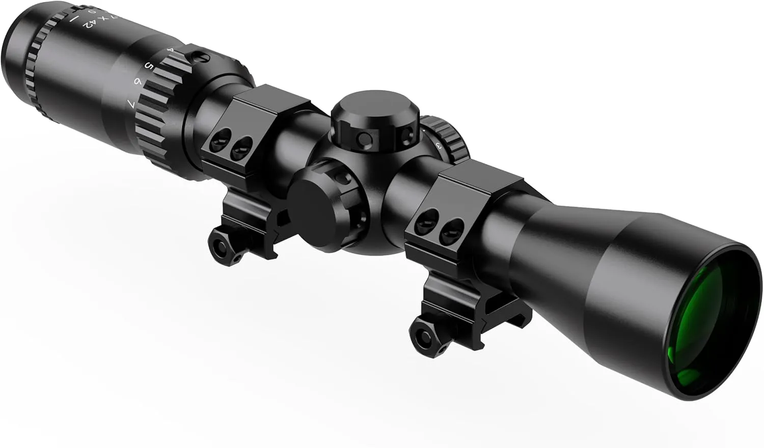 2-7x42 Long Eye Relief Scope Red llluminate Mil-dot Reticle 30mm Tube Diameter Fits Mosin Nagant 1891/30 M39 M44 with Mount Rings