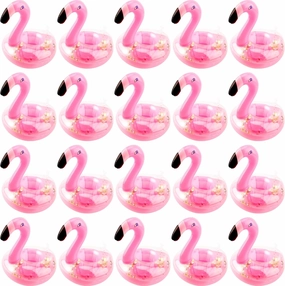 20 Pack Inflatable Flamingo Drink Holder Coasters Glitter Confetti Pink Flamingo Pool Drink Floats Cup Holder for Summer Pool Beach Fun Toy Hawaiian Party Supplies