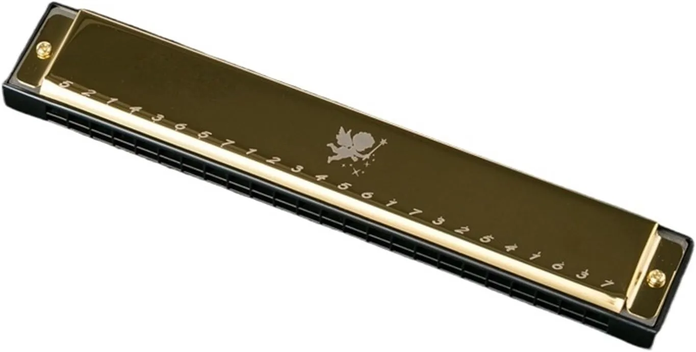 24 Hole Polyphonic C Harmonica Full Scale Professional Performance(Gold)