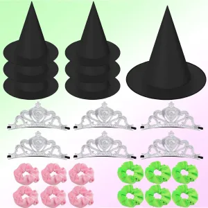 24 Pcs Pink and Green Birthday Party Decorations ,Witch Theme Party Paper Gift Boxes with 12 Wizard Hats and 12 High Heels suitable Birthday Party Candy collection Halloween Theme Decoration Gift Bag