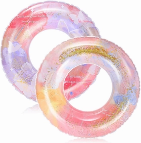 2 Pack Inflatable Pool Floats, Butterfly Floating Tubes 31.5" Swimming Ring Pool Essentials for Summer Beach Outdoor Bachelorette Party Supplies Favor