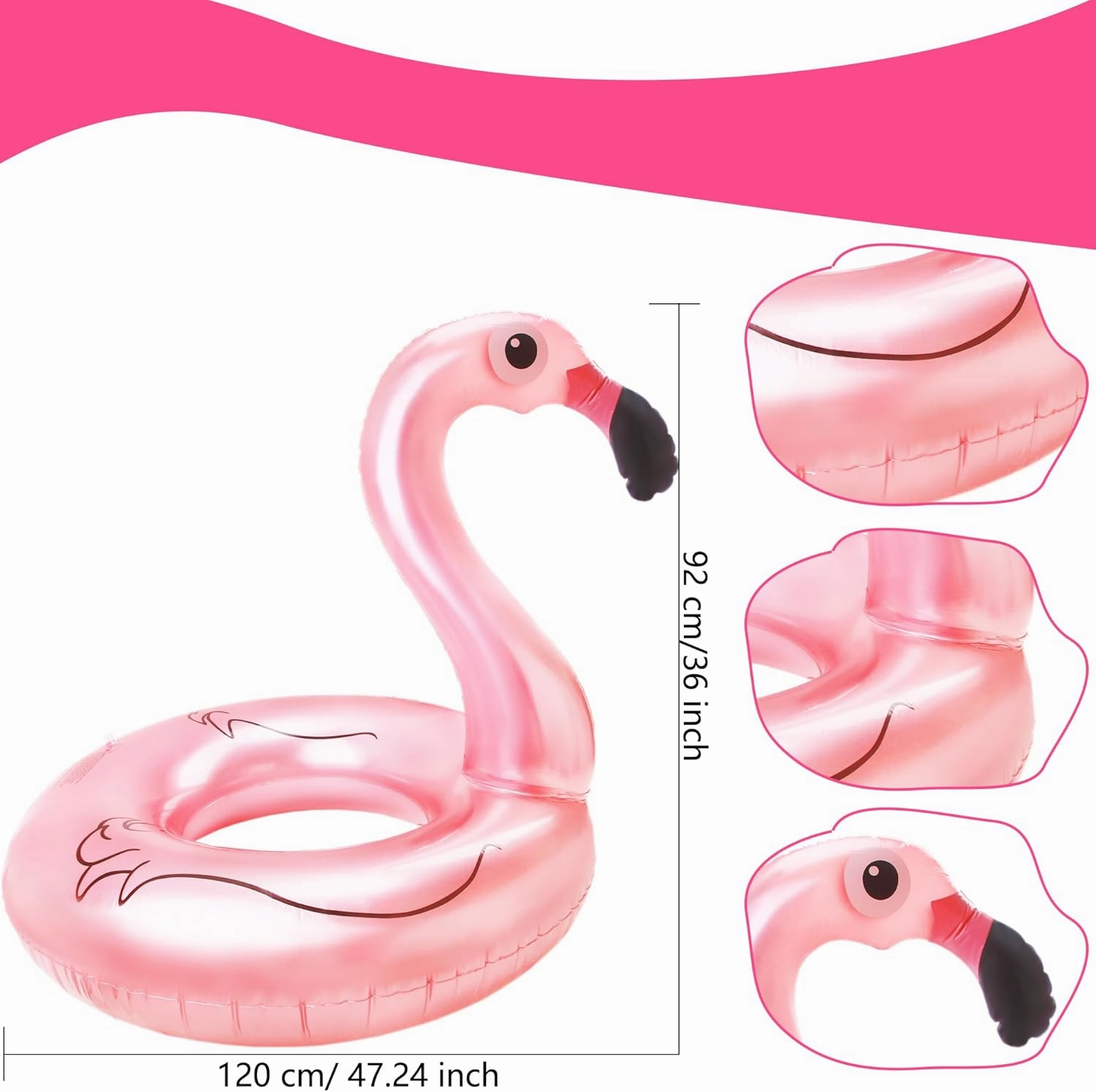 2 Pieces Large Inflatable Flamingo Pool Float Blow Up Summer Glitter Swimming Pool Floatings for Adults Pool Beach Party Supplies