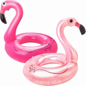 2 Pieces Large Inflatable Flamingo Pool Float Blow Up Summer Glitter Swimming Pool Floatings for Adults Pool Beach Party Supplies