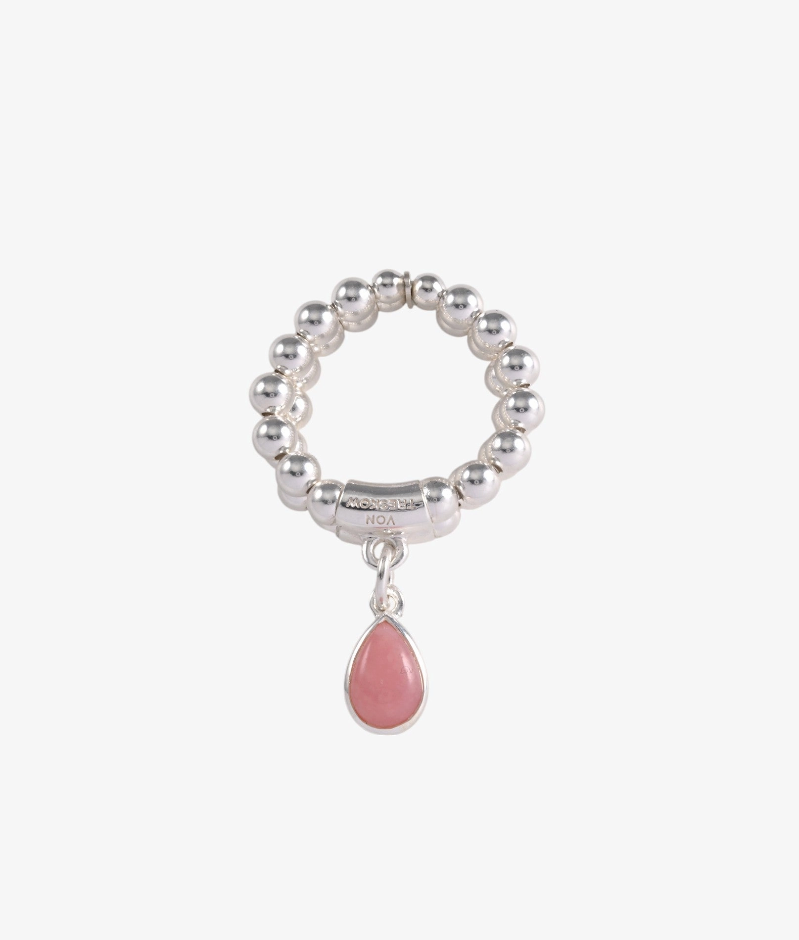 2-Strand Stretchy Ring With Pear Pink Opal