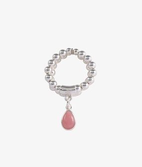 2-Strand Stretchy Ring With Pear Pink Opal