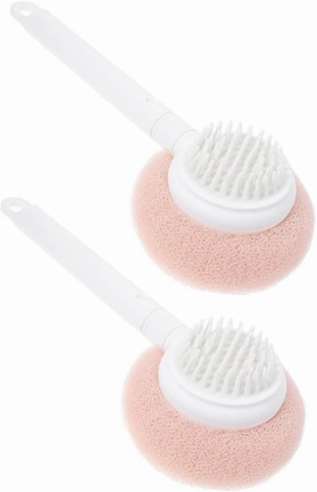 2pcs Back Scrubber with Long Handle Loofah Sponge for Deep Exfoliation and Cleansing Ergonomic Design for Men and Women for Home and Hotel Use Pink