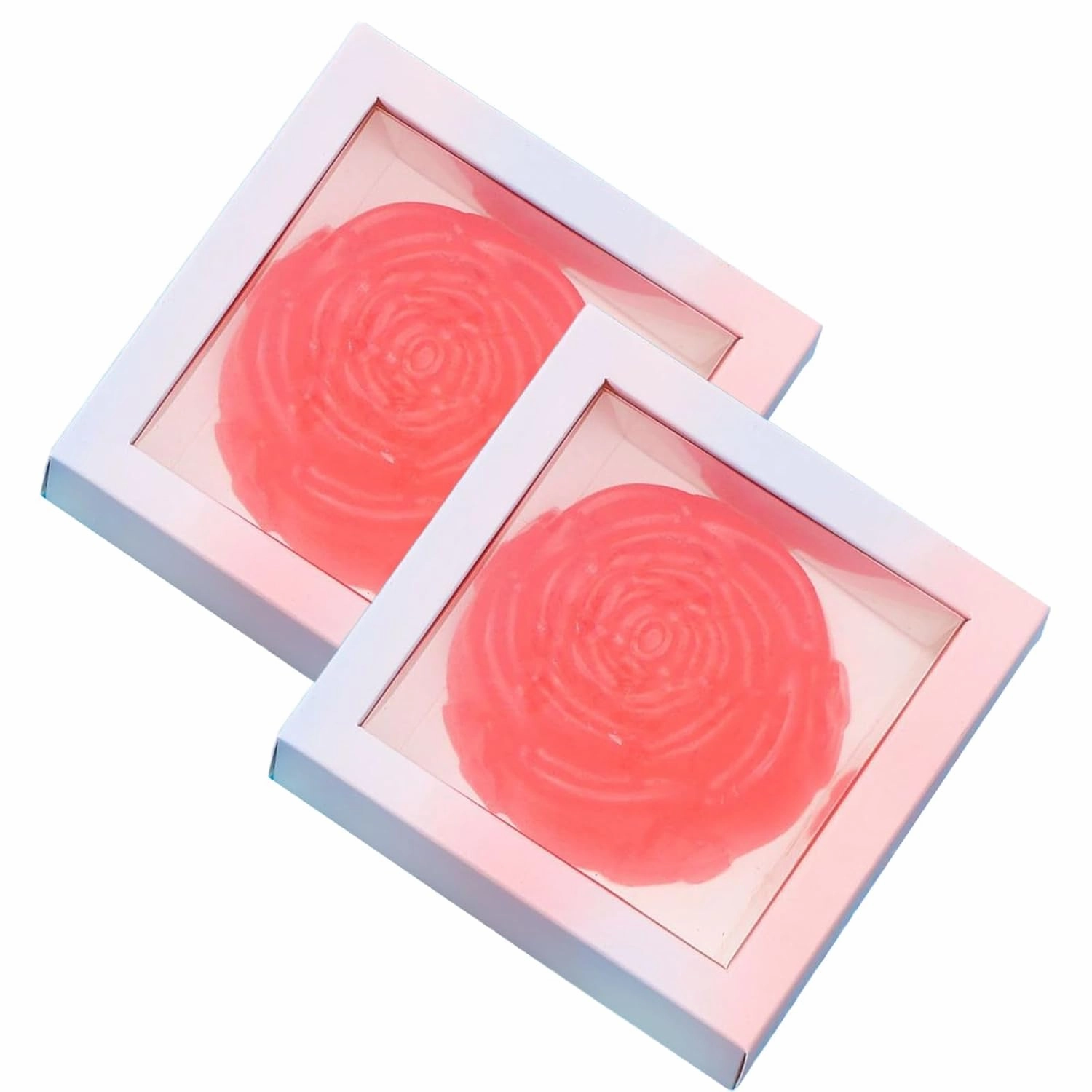 2PCS Rose Handmade Soap, Pure Plant Oil Bath and Body Soap for All Skin Types, Shower, Hand Soaps, Flower Soap Wedding Handmade Soap Gift (2, Red)