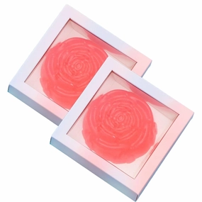 2PCS Rose Handmade Soap, Pure Plant Oil Bath and Body Soap for All Skin Types, Shower, Hand Soaps, Flower Soap Wedding Handmade Soap Gift (2, Red)