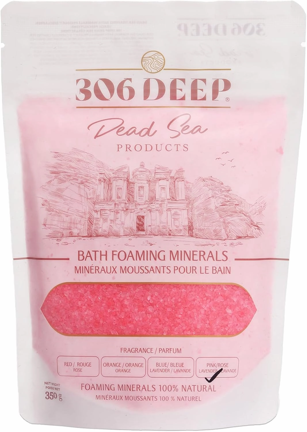 306 Deep Dead Sea Bath Salts Foaming Minerals - Pink Dead Sea Coarse Mineral for Soaking with Lavender Essential Oils, Alternative to Magnesium Flakes and Epsom Salt, Relaxing Bath Products