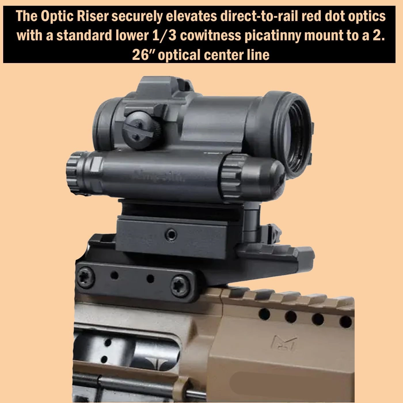 360 Tactical Low-Profile Full Size Riser Mount, 0.5" High 13 Slots Riser Mount 0.5 inch High for Scopes and Optics Three T Trading