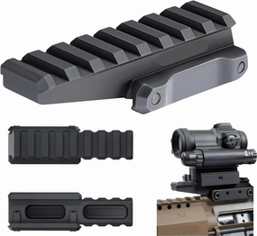 360 Tactical Low-Profile Full Size Riser Mount, 0.5" High 13 Slots Riser Mount 0.5 inch High for Scopes and Optics Three T Trading