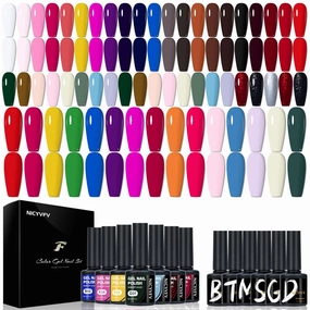 38 PCS and 20 PCS Gel Nail Set, Daily Classic 32 Colors and Neon Pastel Bright Shades 15 Colors Gel Polish Set, Women Nail Art Kit