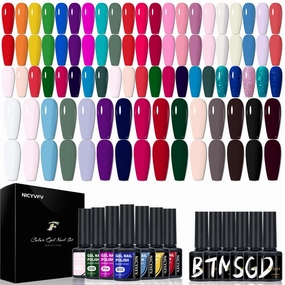 38 PCS and 20 PCS Gel Nail Set, Neon Pastel Shades 32 Colors and Daily Classical 15 Colors Gel Polish Set, Women Nail Art Kit