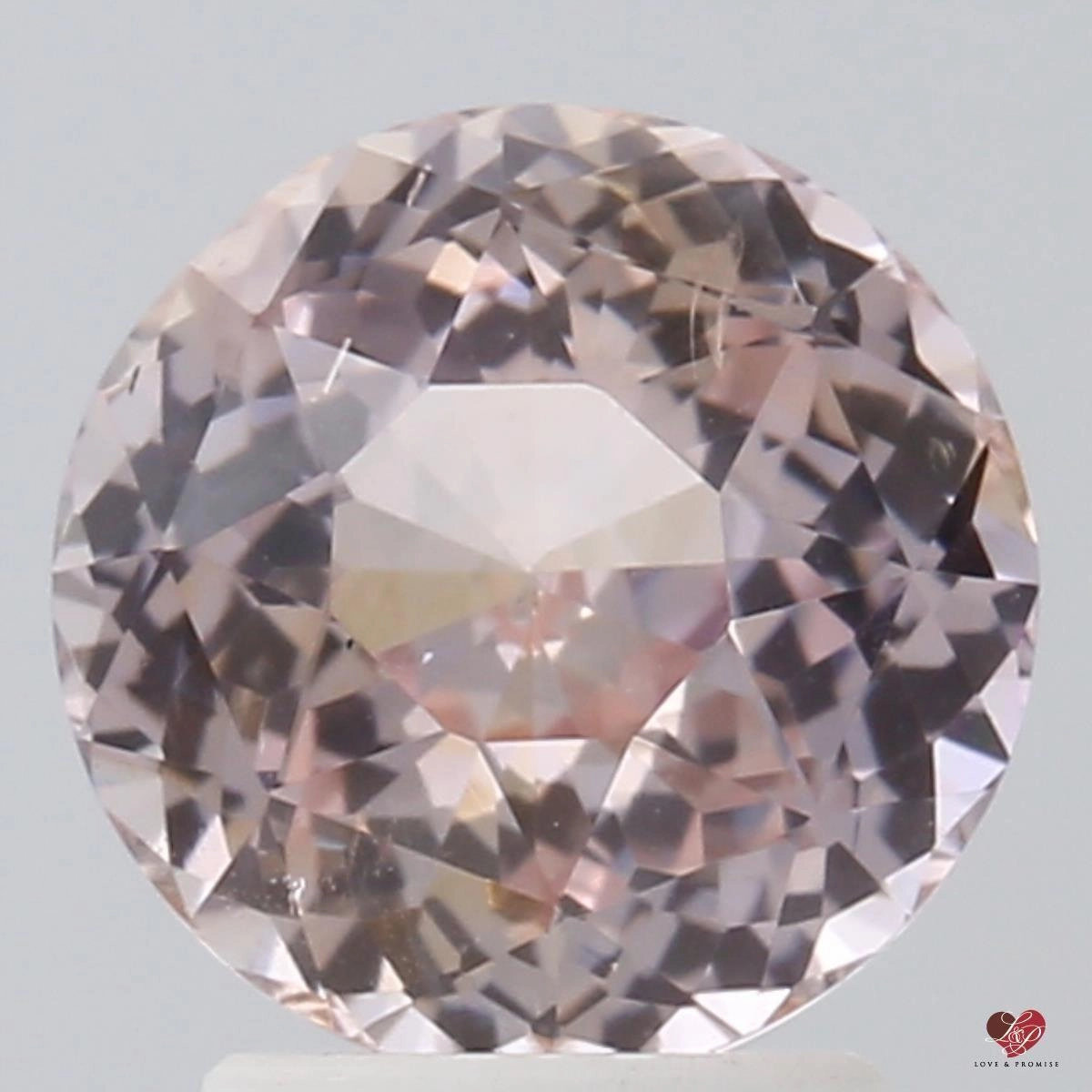 3.02cts Round Blush Champagne Peach Sapphire