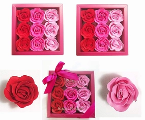 3 Boxes (27 Pcs Total) of Red Flora Scented Rose Flower Bath Soap, Plant Essential Oil Rose Soap in Gift Box, Gift for Anniversary/Birthday/Wedding/Valentine Day/Mothers Day