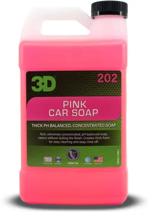 3D Pink Car Soap – 64 oz |pH Neutral Car Wash Soap with High Suds & Cherry Scent | Scratch-Free, High Gloss Shine | Safe on Wax & Sealants | Weekly Car Care