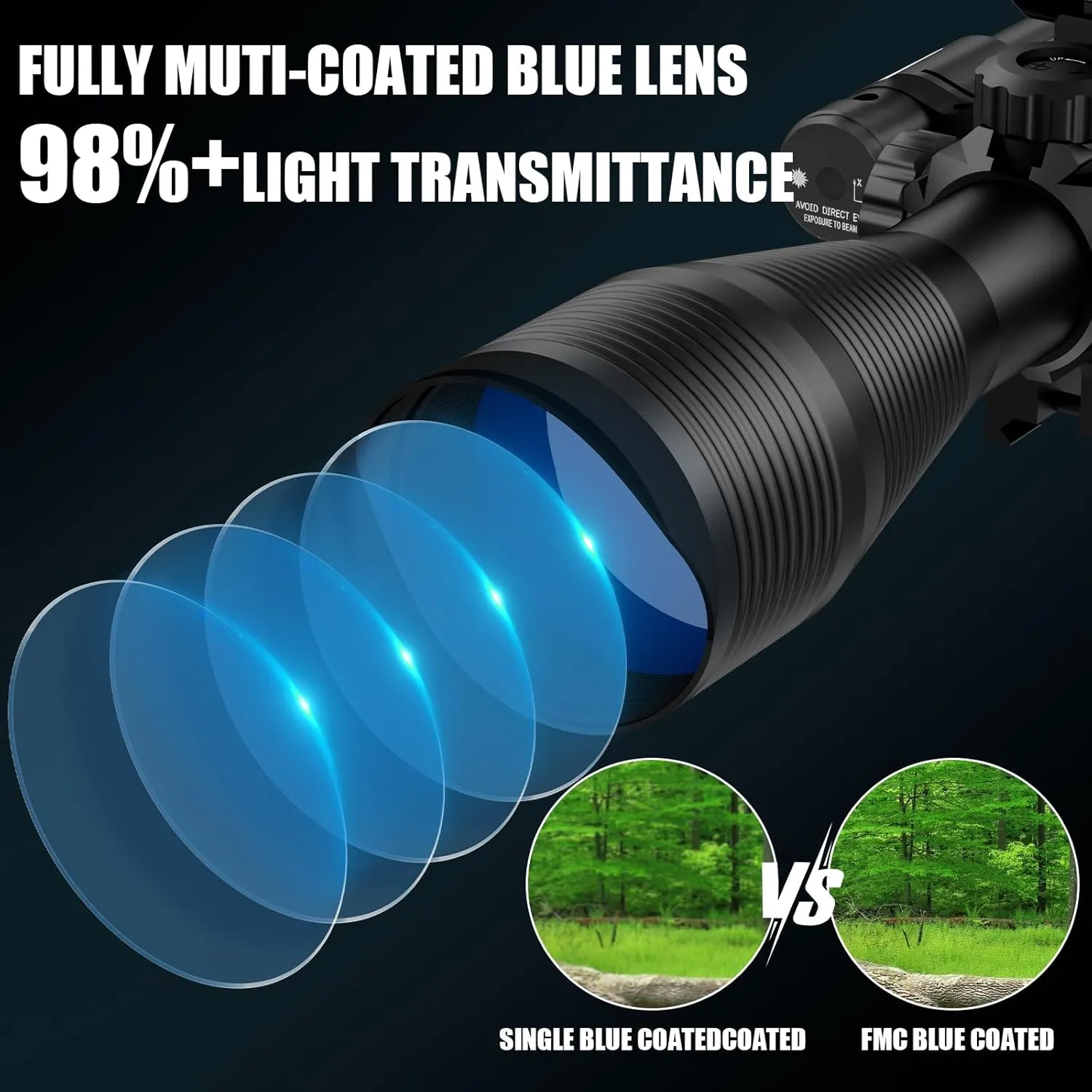 4-12/16x50EG Rifle Scope Combo Dual Illuminated Red/Green with Green/Red Laser 4 Models Holographic Reticle Red Dot for Rail Mount