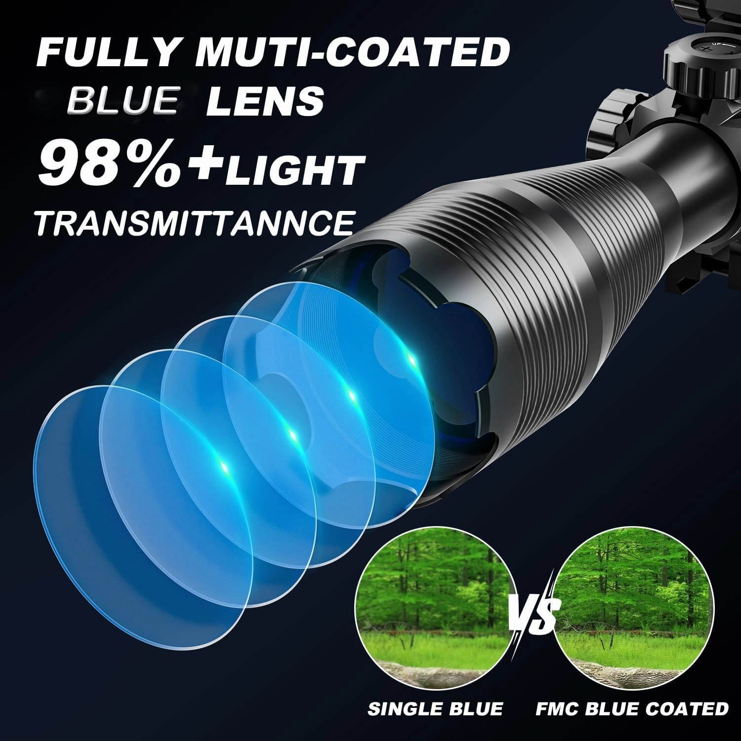 4-12/16x50EG Rifle Scope Combo Dual Illuminated Red/Green with Green/Red Laser 4 Models Holographic Reticle Red Dot for Rail Mount