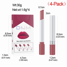 4 Pack Mini Matte Red Cigarette Lipstick Sets Lip Kit, DNM Litte Smoke Tube Moisturizing Velvet Lipstick Lip Stain Long Lasting Waterproof for Women Makeup Lipstick labiales matte larga (A-Set06)