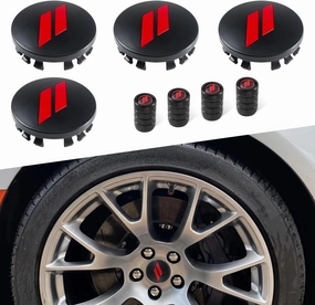 4PCS 63mm=2.5 inch Slash Wheel Center Cap Covers for Dodge Charger Challenger Durango Journey Avenger Hornet Dart R/T SRT Non Fading Hubcaps Rim   Tire Valve Stem Caps Covers Trim (Red)