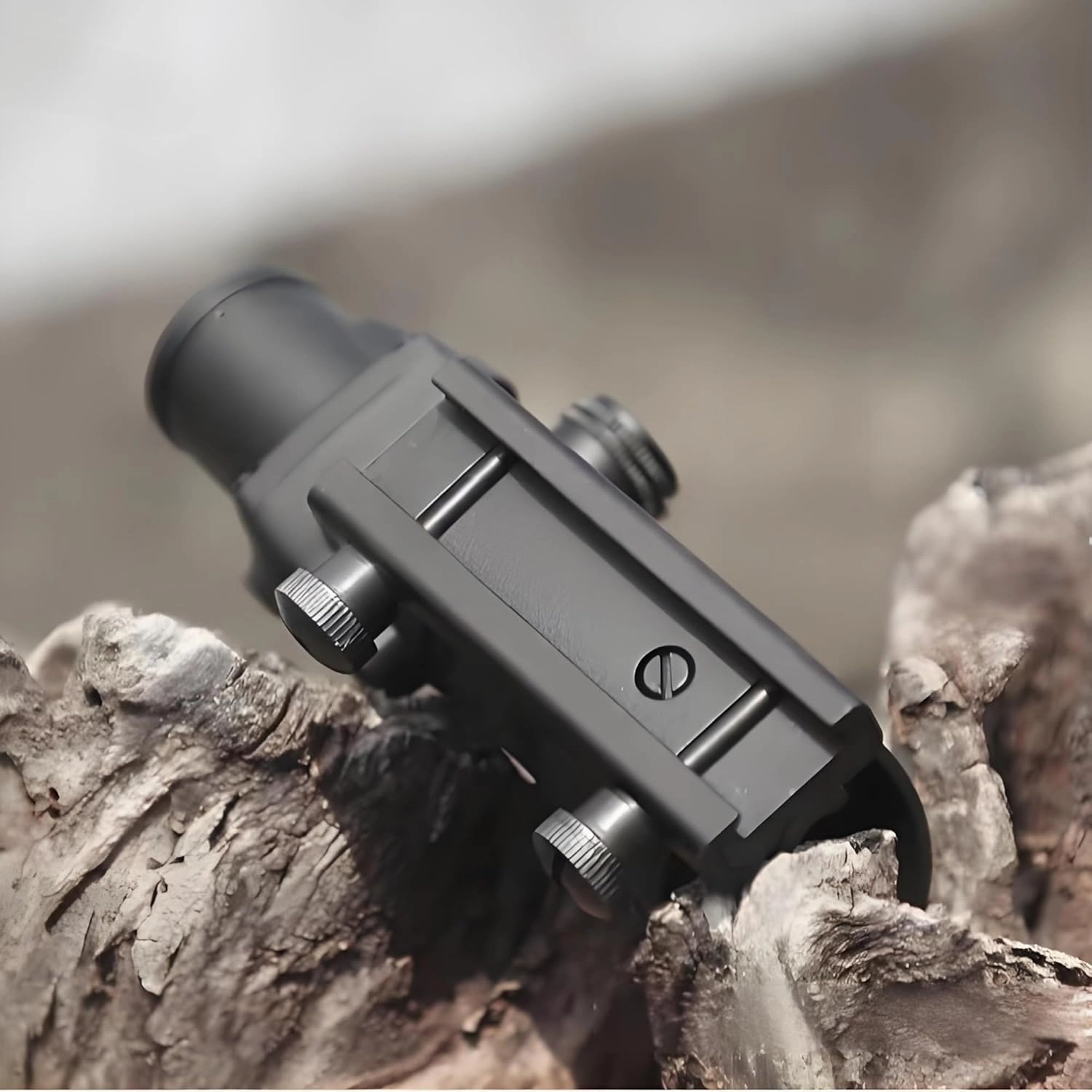 4x32 Fixed Magnification Scope with Red Fiber Optic Sight, Green Coated Lens, Illuminated Reticle, Side Turrets, Quick-Detach Mount Compatible with 20mm Rail